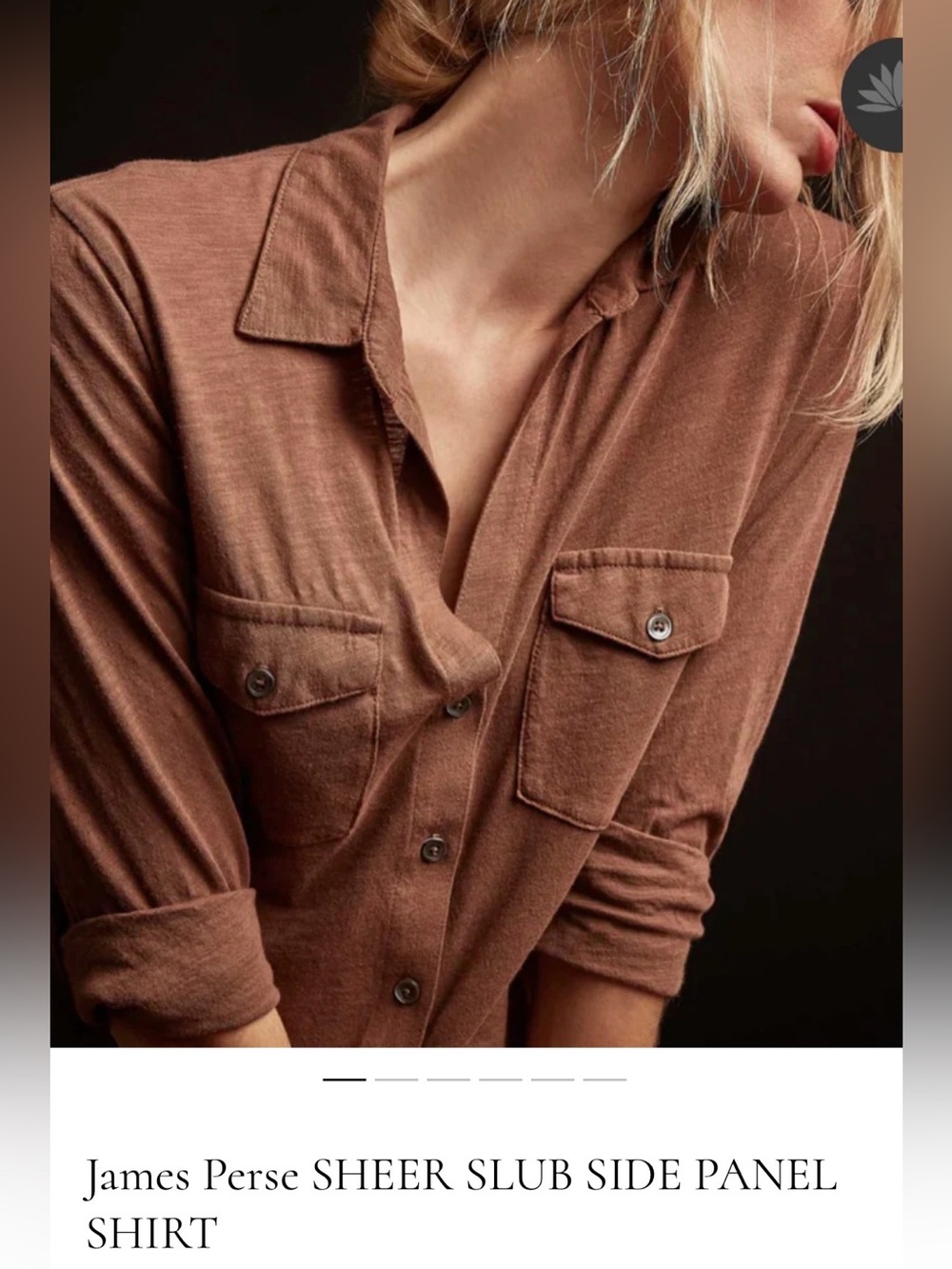 James Perse Slub Side Panel, Rust-Orange Collared Button Shirt, size 4
